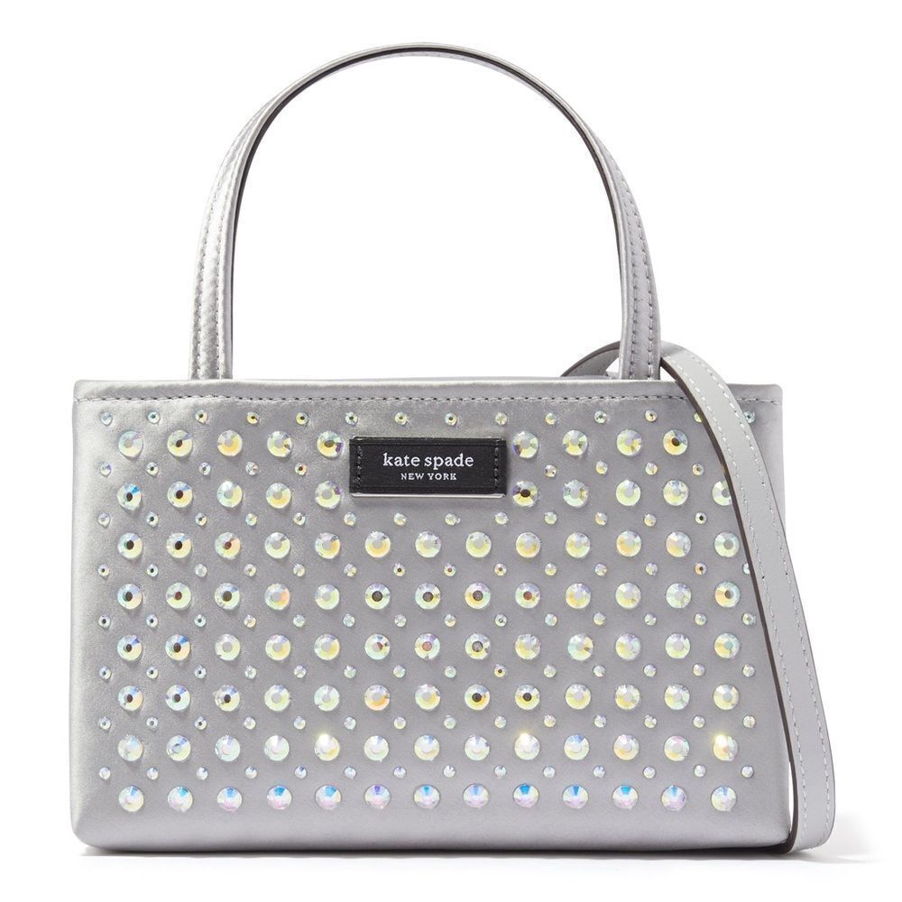 Kate Spade Silver Tote With Iridescent Studs